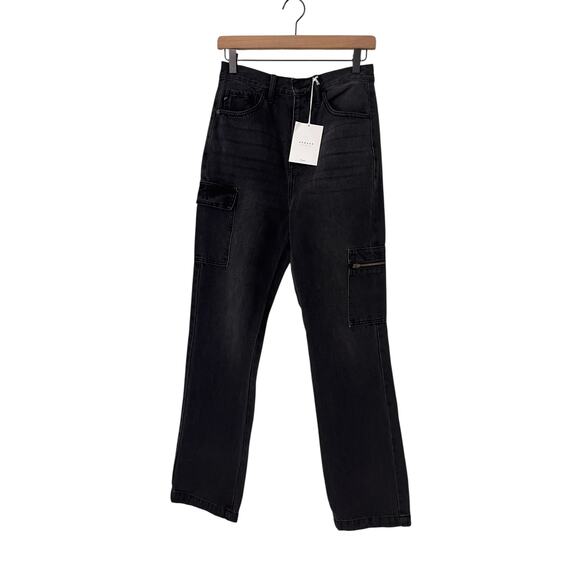 Kancan Womens Black 90s Straight Jeans Pockets Cargo Grunge Size 3 / 25 - Picture 1 of 6